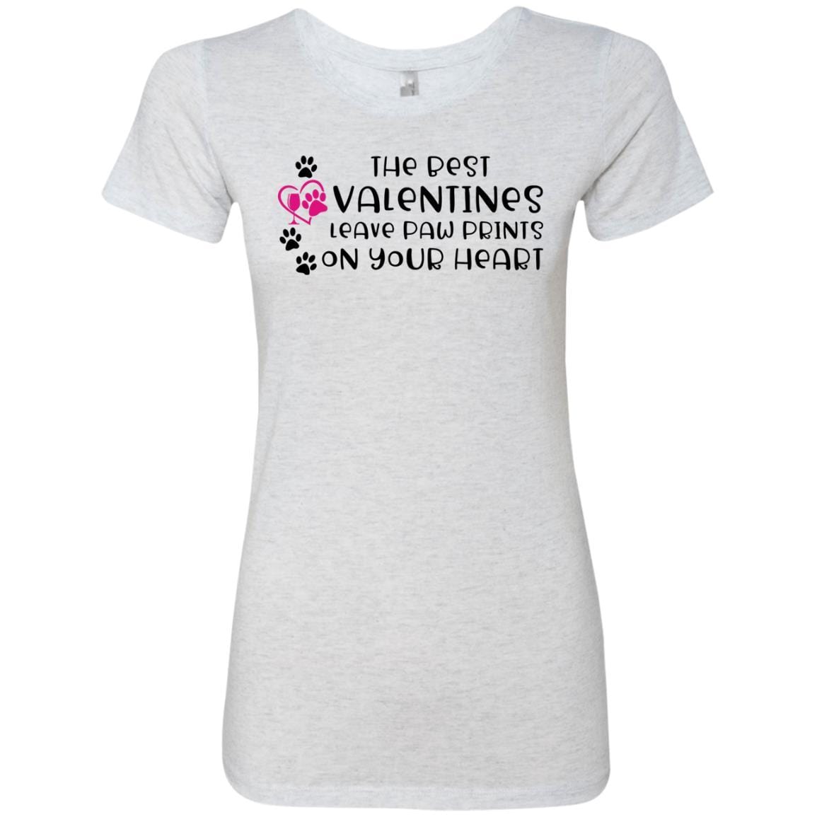 T-Shirts Heather White / S Winey Bitches Co "The Best Valentines Leave Paw Prints On Your Heart" Ladies' Triblend T-Shirt WineyBitchesCo