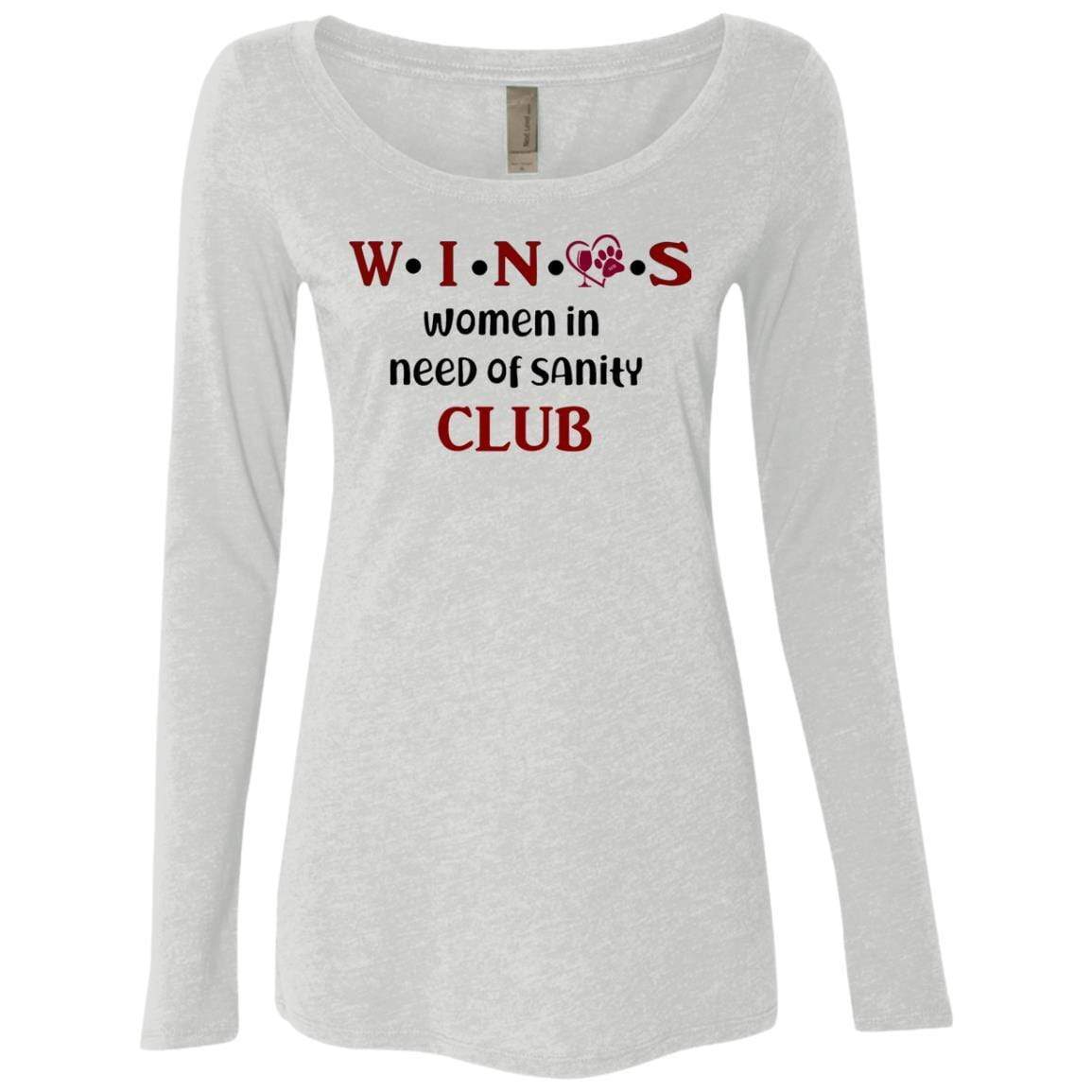 T-Shirts Heather White / S WineyBitches.Co WINOS Club Ladies' Triblend LS Scoop (Burg Lettering) WineyBitchesCo