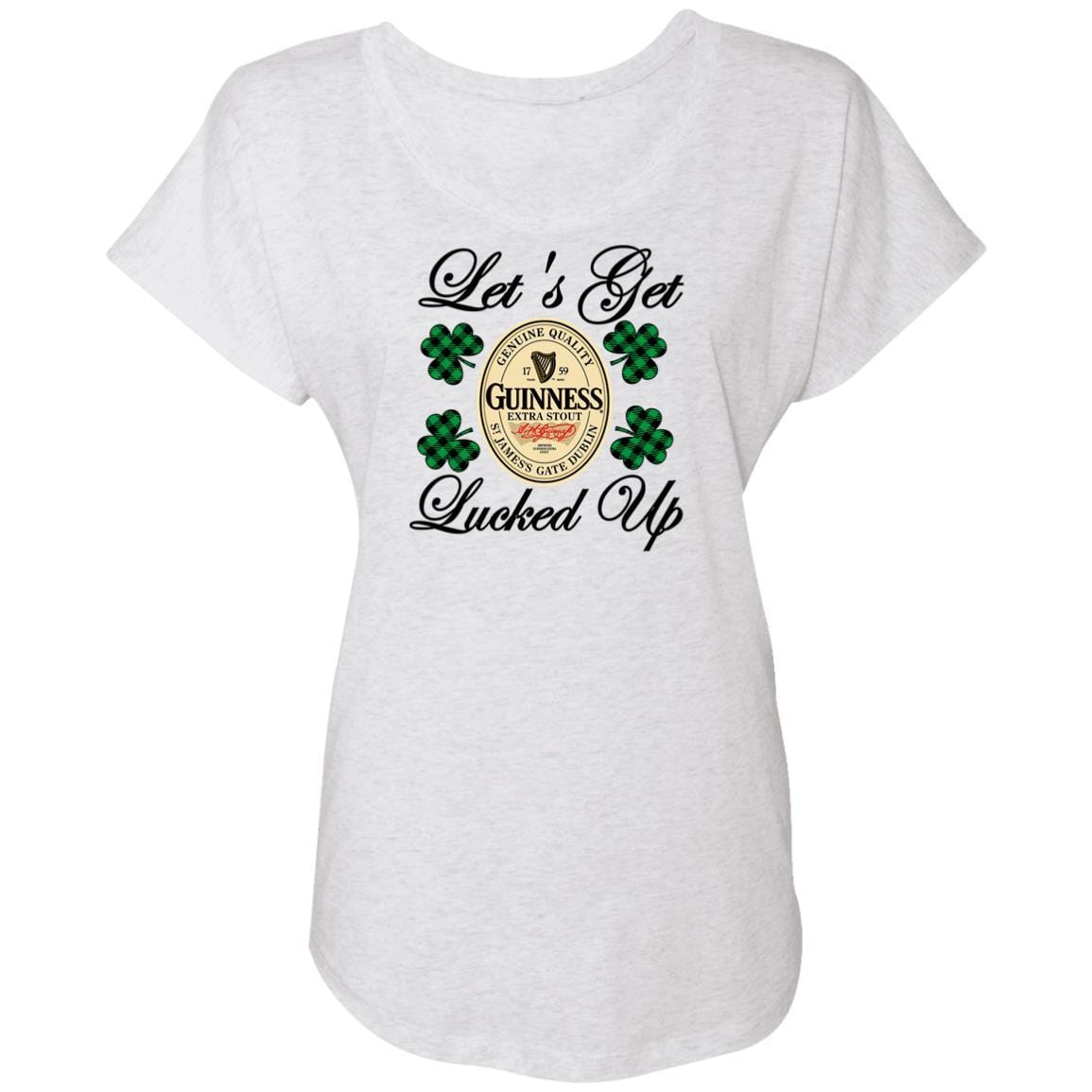 T-Shirts Heather White / X-Small Winey Bitches Co Ladies' "Let's Get Lucked Up" Guinness Triblend Dolman Sleeve WineyBitchesCo