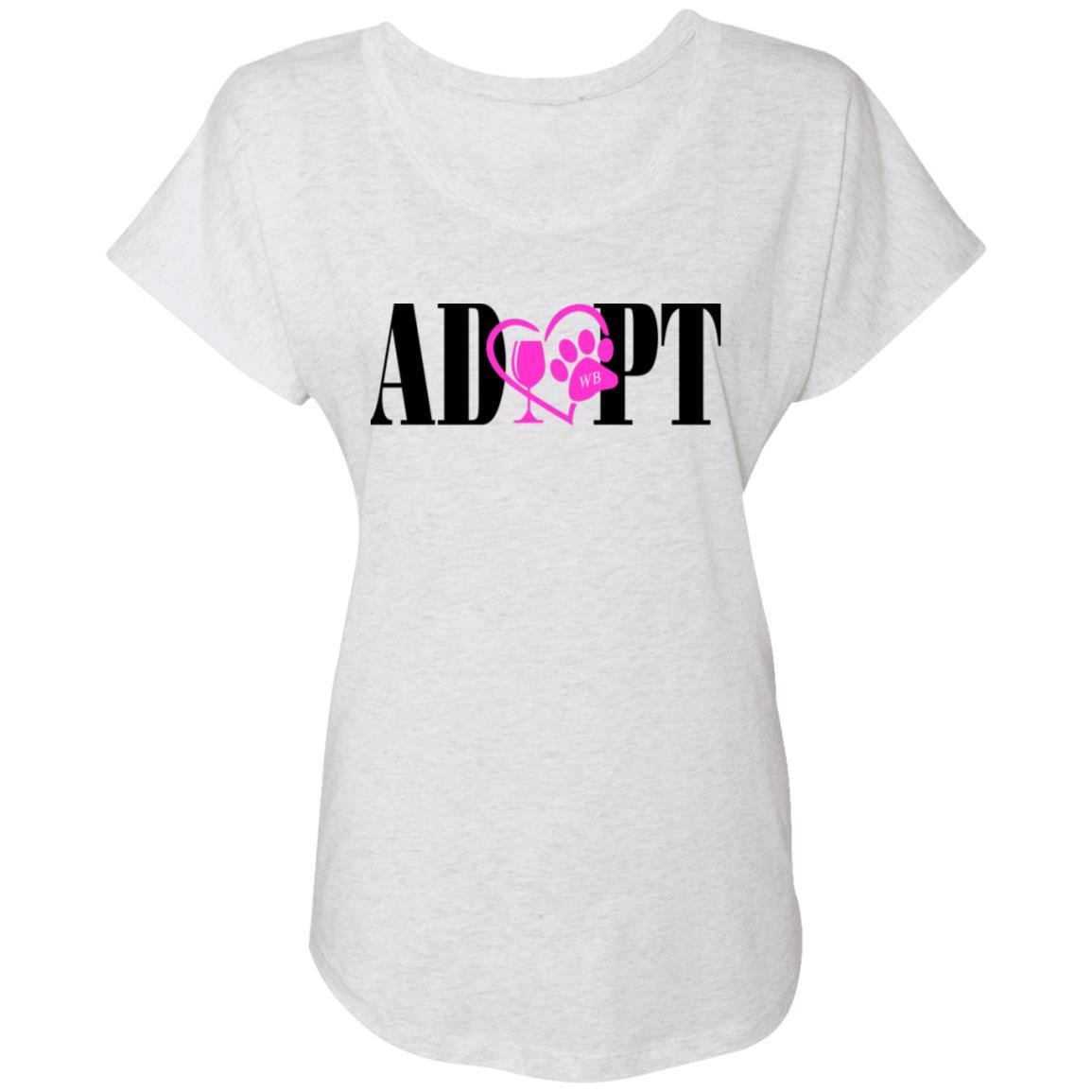 T-Shirts Heather White / X-Small WineyBitches.Co Ladies' Triblend Dolman Sleeve- Pink Heart- Blk Lettering WineyBitchesCo