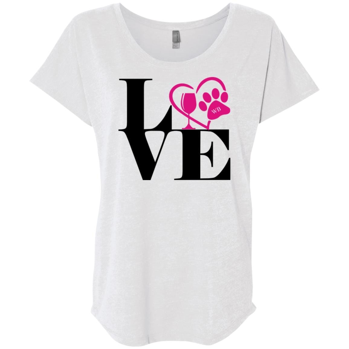 T-Shirts Heather White / X-Small WineyBitches.Co "Love Paw 2" Ladies' Triblend Dolman Sleeve WineyBitchesCo