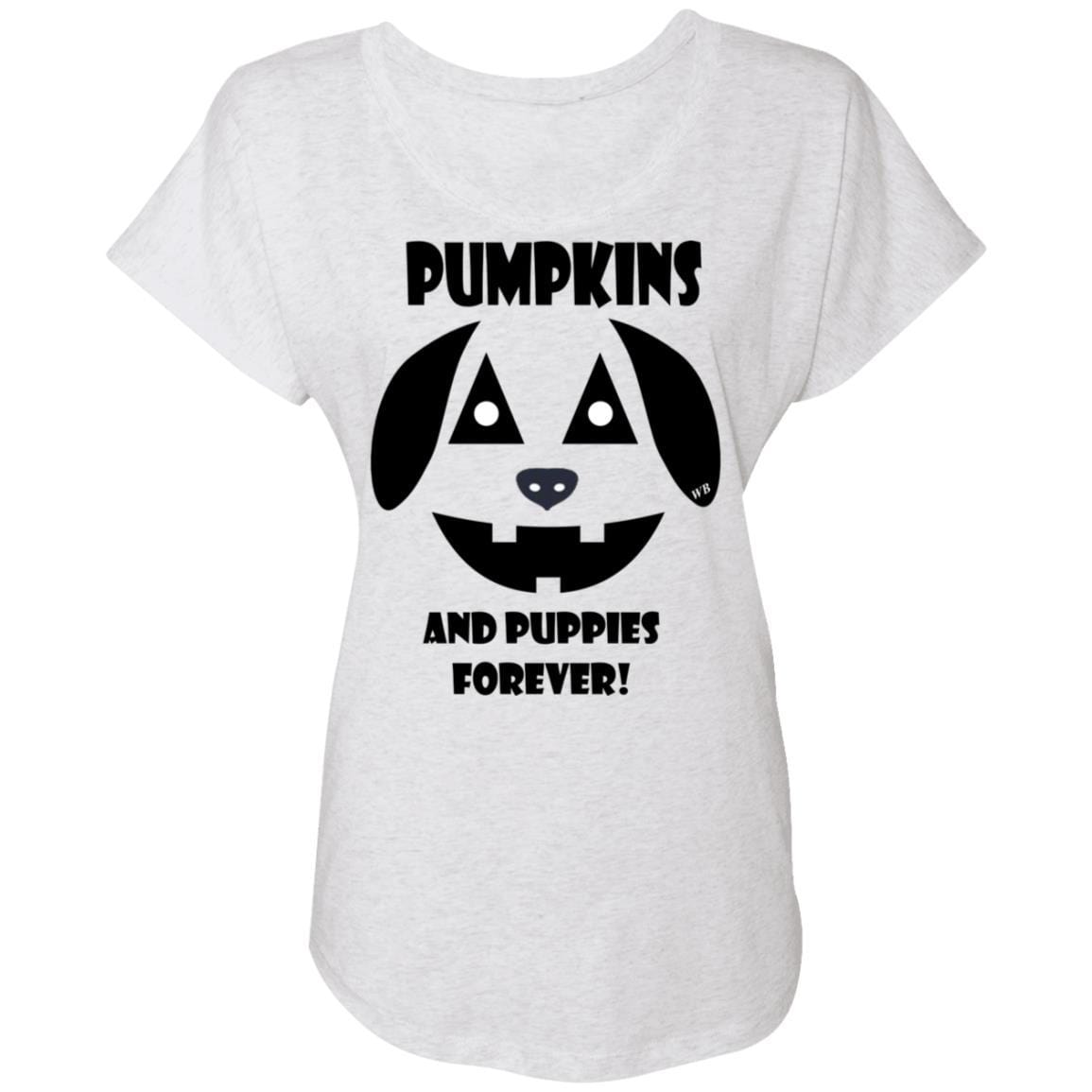 T-Shirts Heather White / X-Small WineyBitches.Co "Pumpkins And Puppies Forever" Halloween Ladies' Triblend Dolman Sleeve WineyBitchesCo