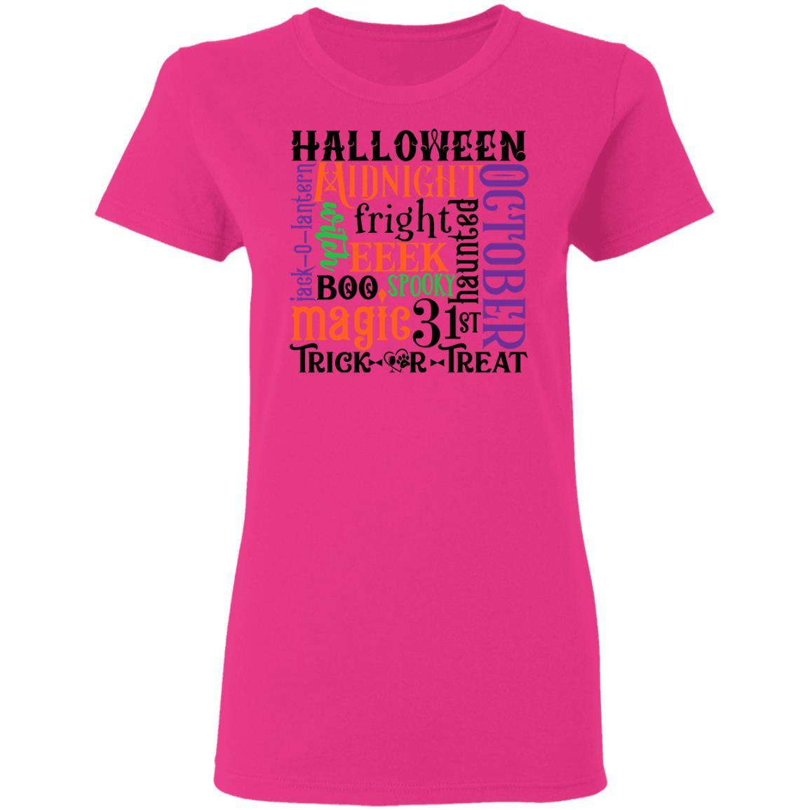 T-Shirts Heliconia / S Winey Bitches Co "Halloween Word Jumble" Ladies' 5.3 oz. T-Shirt WineyBitchesCo