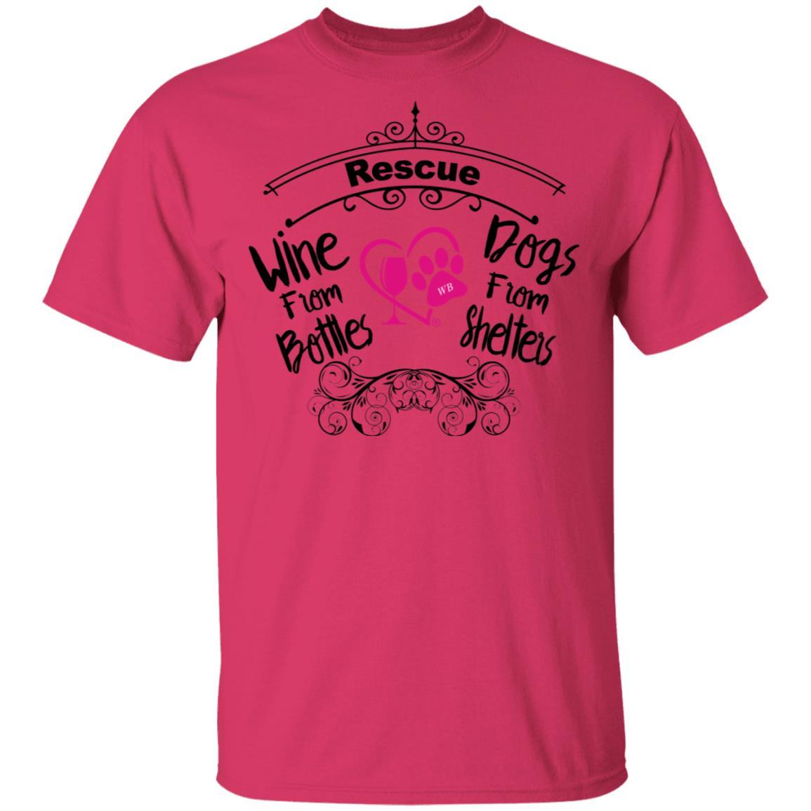 T-Shirts Heliconia / S Winey Bitches Co "I Rescue Wine From Bottles & Dog From Shelters" 5.3 oz. T-Shirt WineyBitchesCo