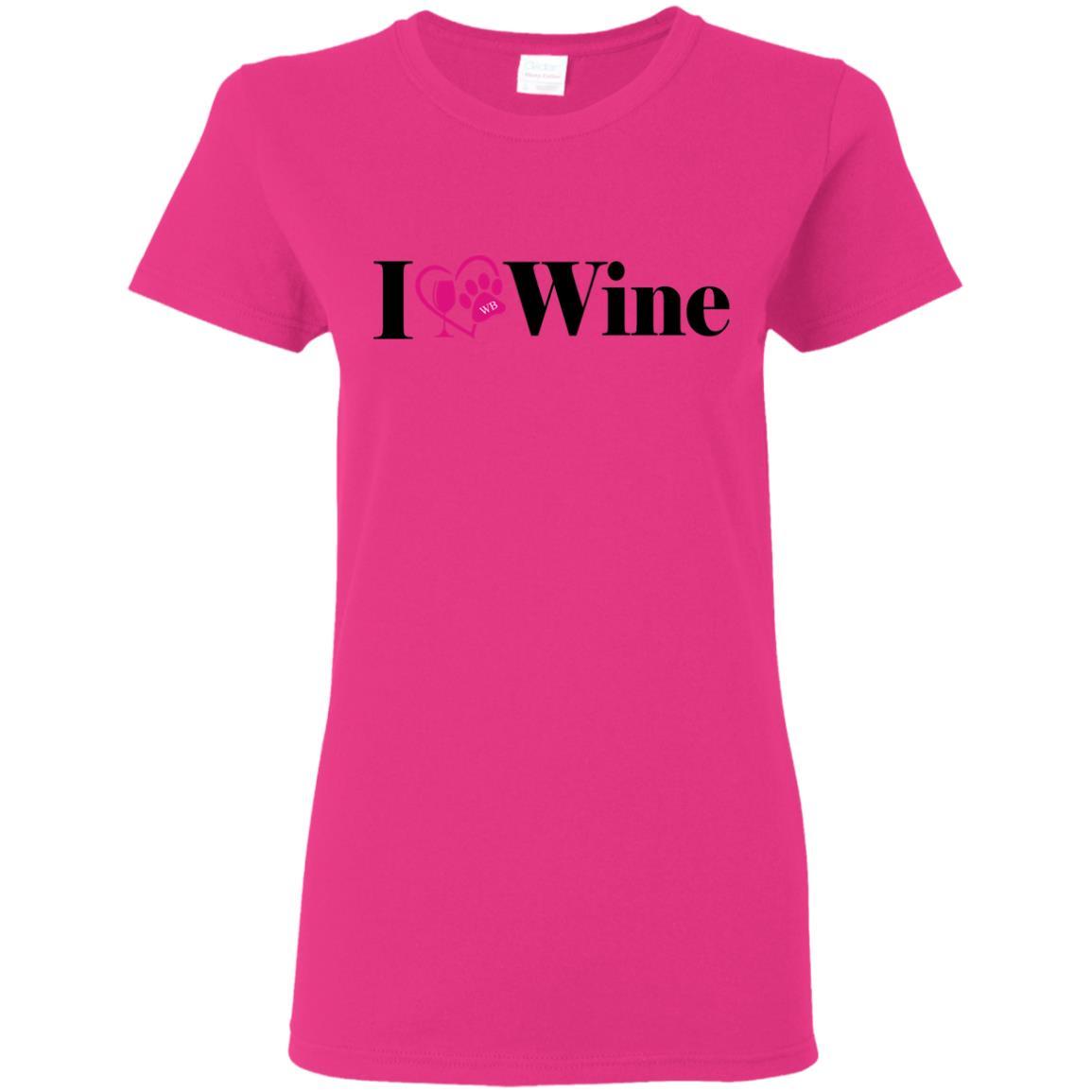 T-Shirts Heliconia / S WineyBitches.Co "I Love Wine" Ladies' 5.3 oz. T-Shirt WineyBitchesCo