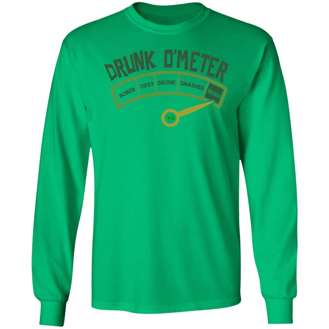 T-Shirts Irish Green / S Winey Bitches Co "Irish Drunk O'Meter" LS Ultra Cotton T-Shirt WineyBitchesCo