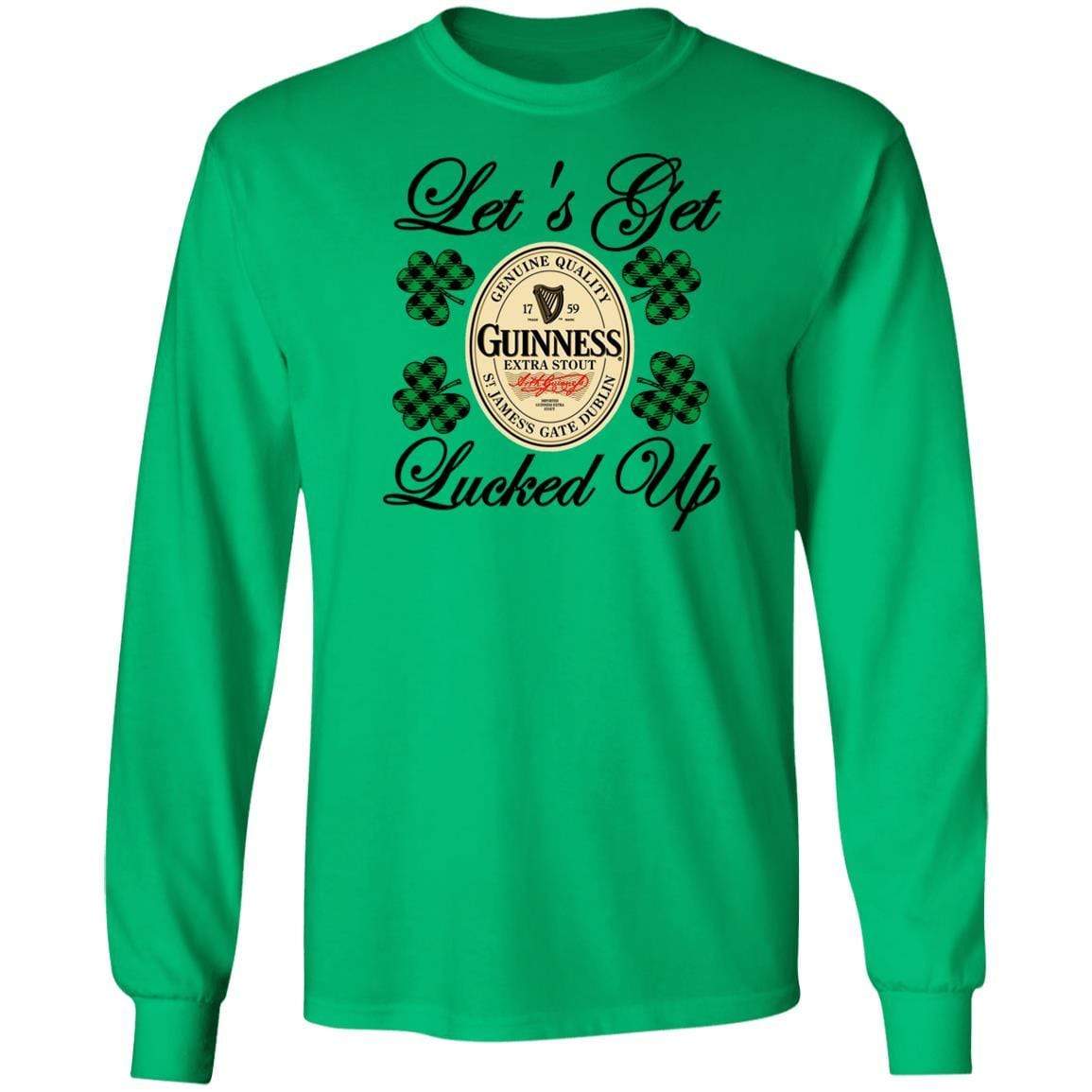 T-Shirts Irish Green / S Winey Bitches Co "Let's Get Lucked Up" Guinness LS Ultra Cotton T-Shirt WineyBitchesCo