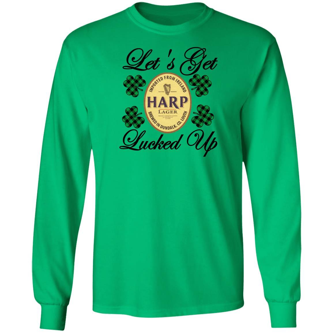 T-Shirts Irish Green / S Winey Bitches Co "Let's Get Lucked Up" Harp LS Ultra Cotton T-Shirt WineyBitchesCo