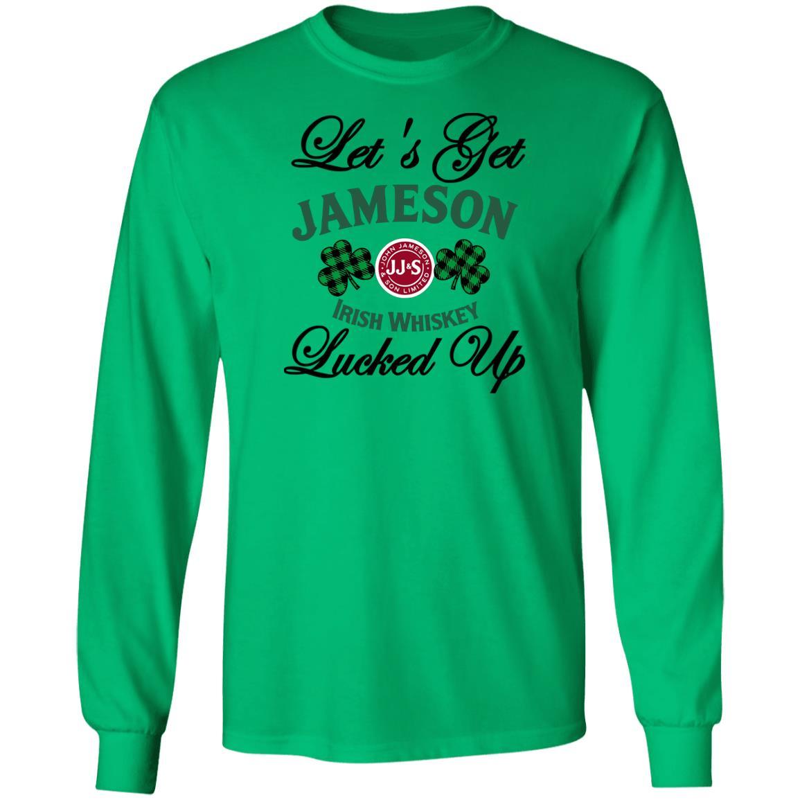 T-Shirts Irish Green / S Winey Bitches Co "Let's Get Lucked Up" Jameson LS Ultra Cotton T-Shirt WineyBitchesCo