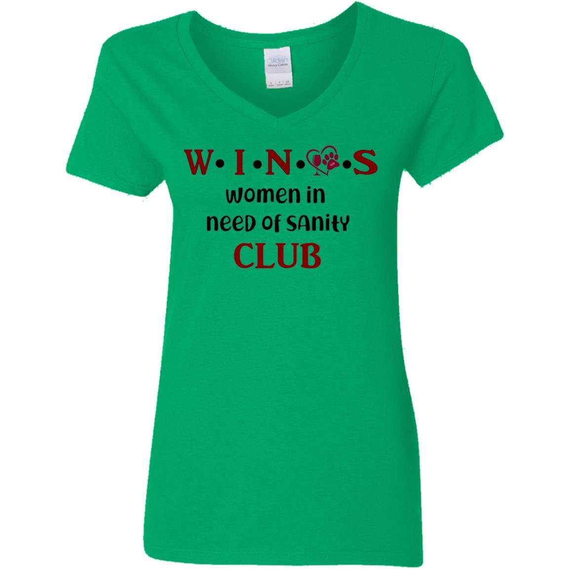 T-Shirts Irish Green / S WineyBitches.Co WINOS Club Ladies' 5.3 oz. V-Neck T-Shirt (Burg Lettering) WineyBitchesCo