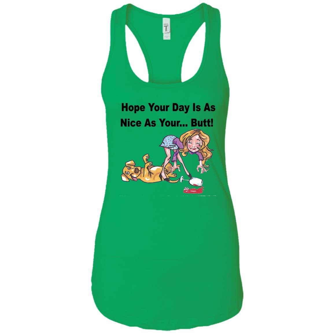 T-Shirts Kelly Green / X-Small WineyBitches.co "Nice Butt" Racerback Tank-Black Lettering WineyBitchesCo