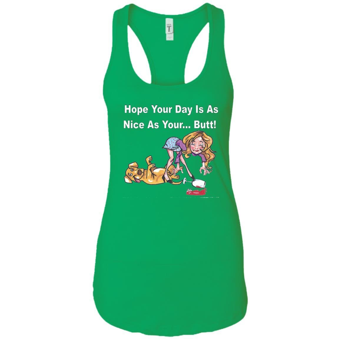 T-Shirts Kelly Green / X-Small WineyBitches.co "Nice Butt" Racerback Tank-White Lettering WineyBitchesCo
