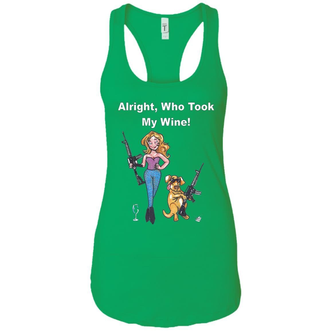 T-Shirts Kelly Green / X-Small WineyBitches.co "Who Took My Wine" Racerback Tank-White Lettering WineyBitchesCo