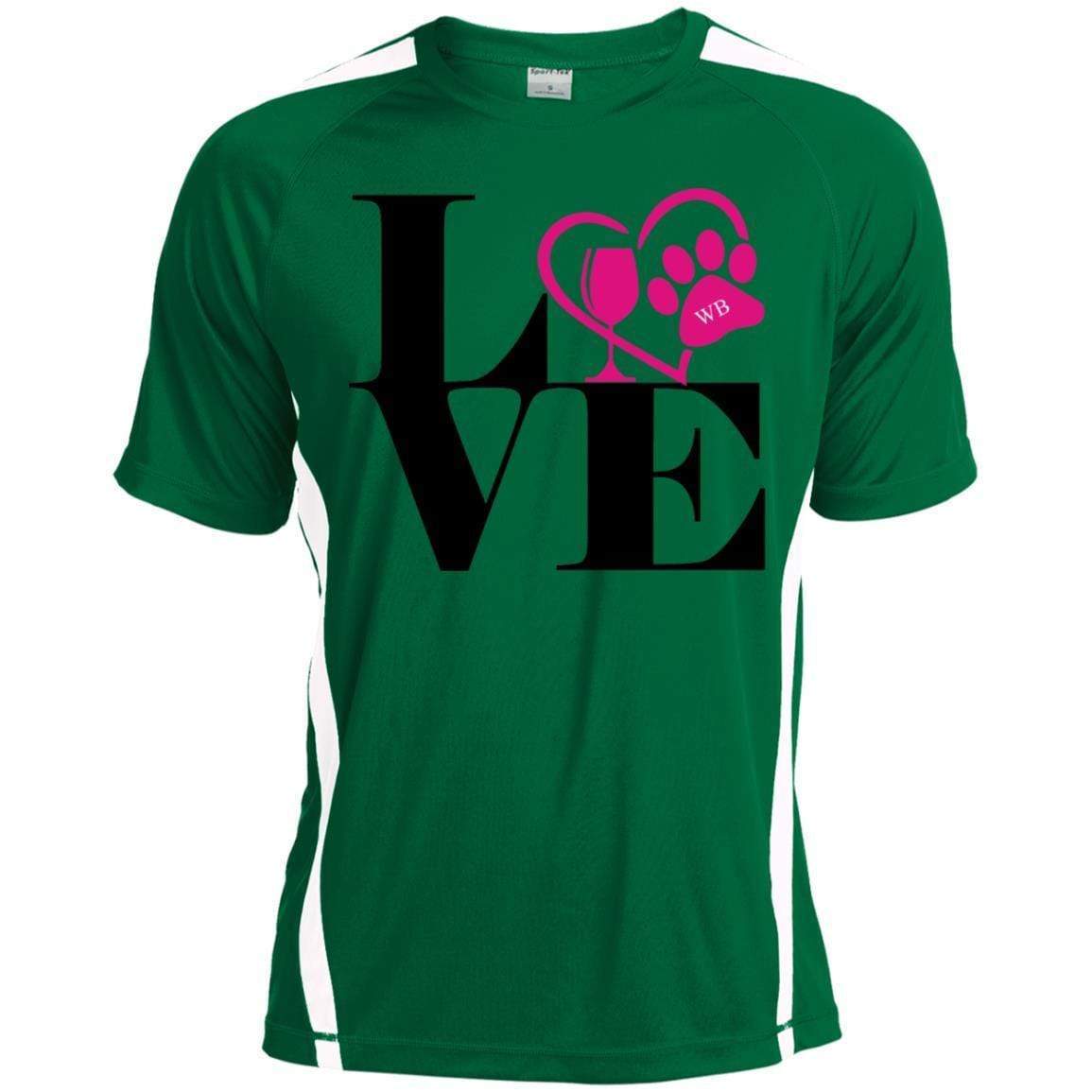 T-Shirts Kelly/White / X-Small WineyBitches.Co "Love Paw 2" Sport-Tek Colorblock Dry Zone Crew WineyBitchesCo