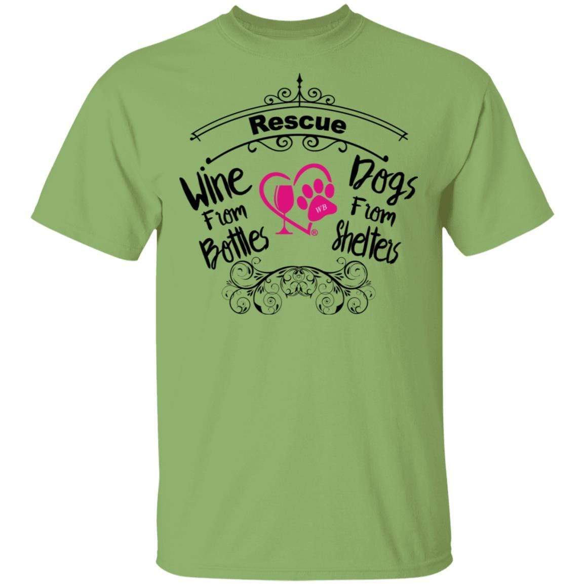 T-Shirts Kiwi / S Winey Bitches Co "I Rescue Wine From Bottles & Dog From Shelters" 5.3 oz. T-Shirt WineyBitchesCo