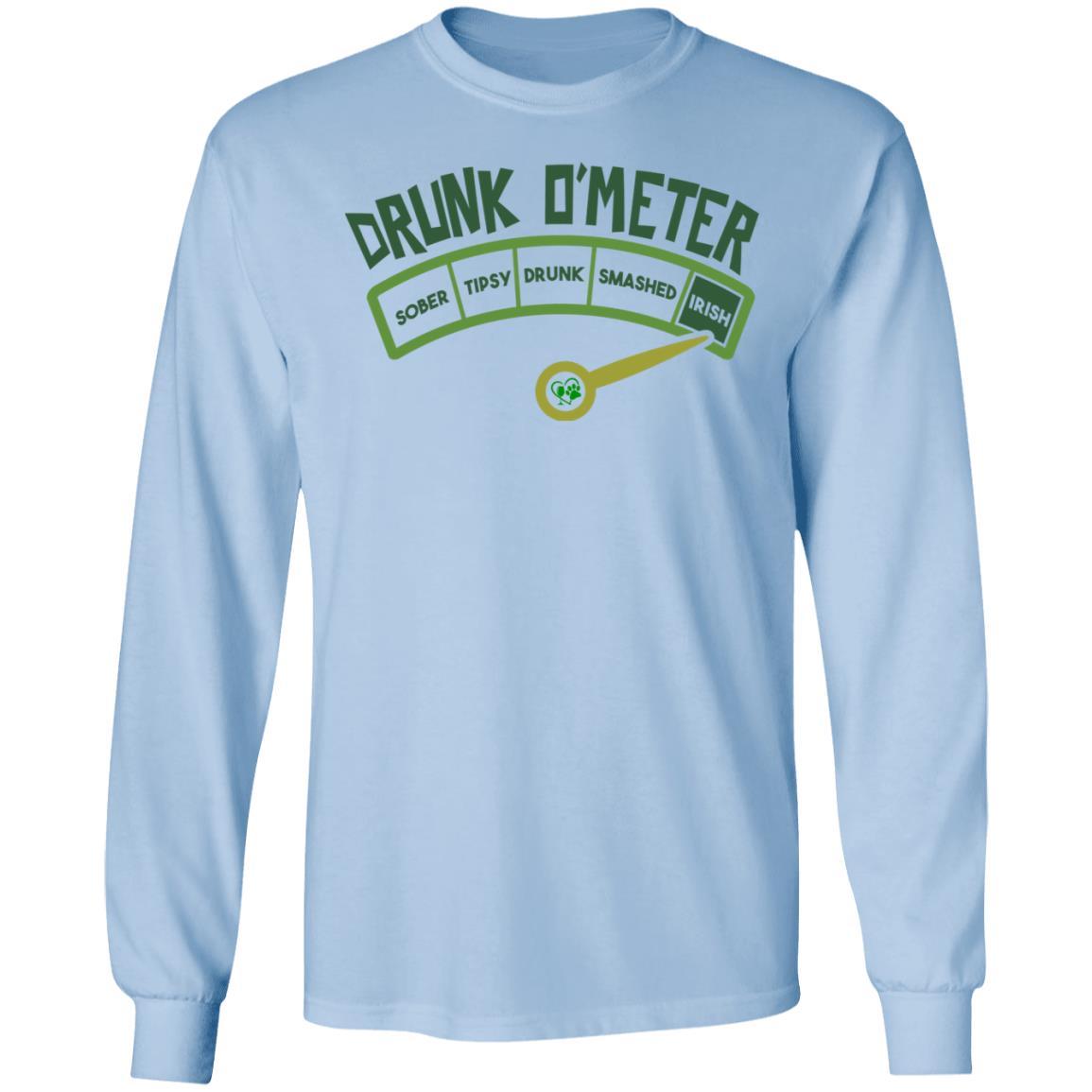 T-Shirts Light Blue / S Winey Bitches Co "Irish Drunk O'Meter" LS Ultra Cotton T-Shirt WineyBitchesCo