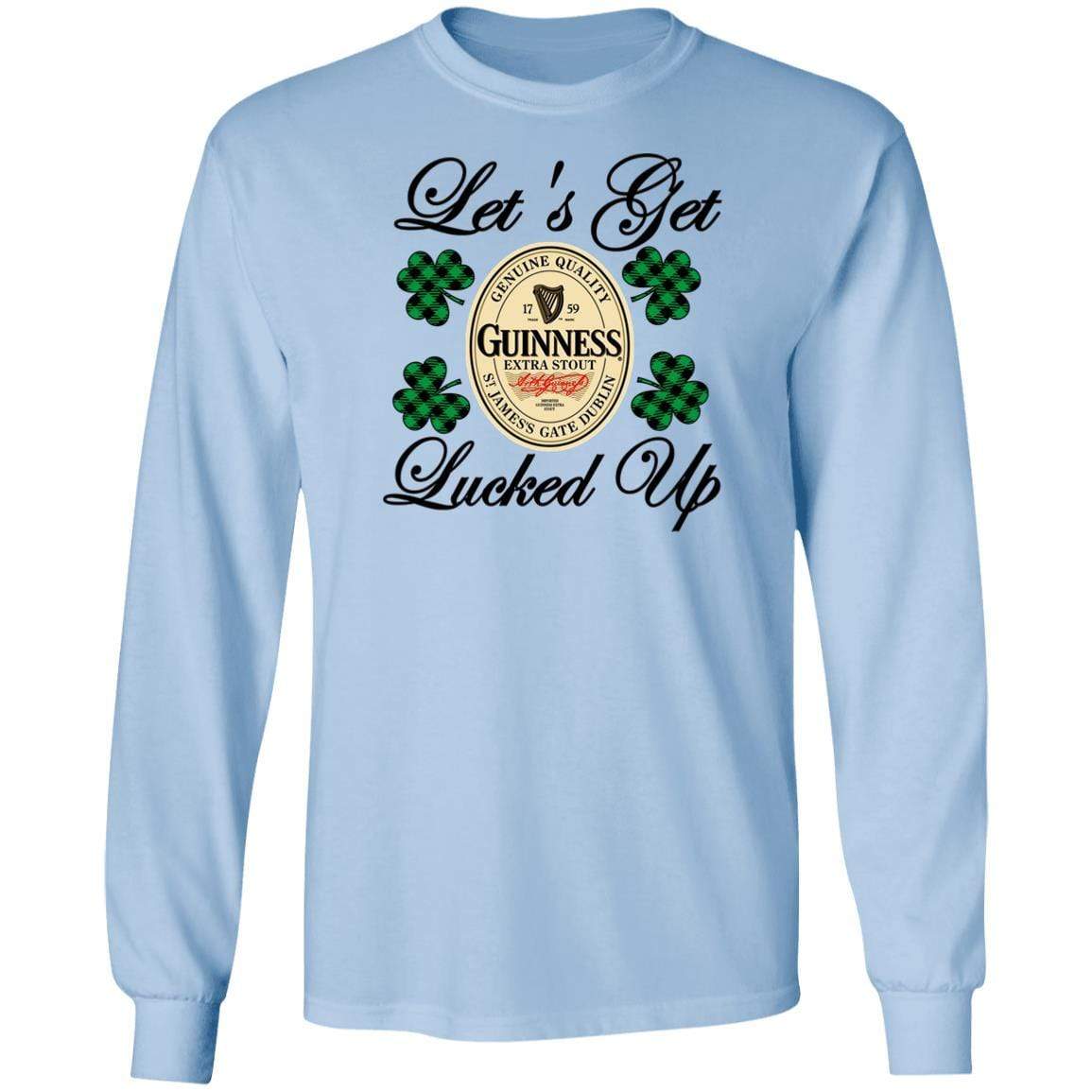T-Shirts Light Blue / S Winey Bitches Co "Let's Get Lucked Up" Guinness LS Ultra Cotton T-Shirt WineyBitchesCo
