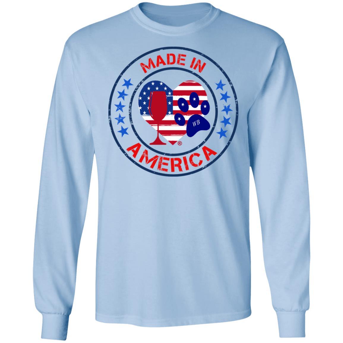 T-Shirts Light Blue / S Winey Bitches Co "Made In America" LS Ultra Cotton T-Shirt WineyBitchesCo