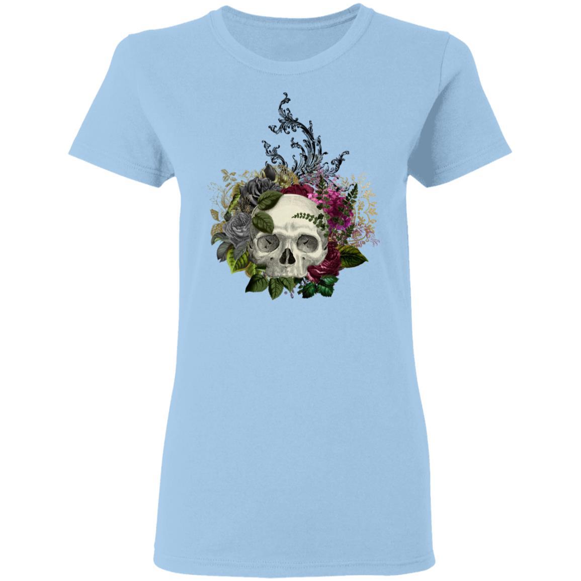 T-Shirts Light Blue / S Winey Bitches Co Skull Design #1 Ladies' 5.3 oz. T-Shirt WineyBitchesCo