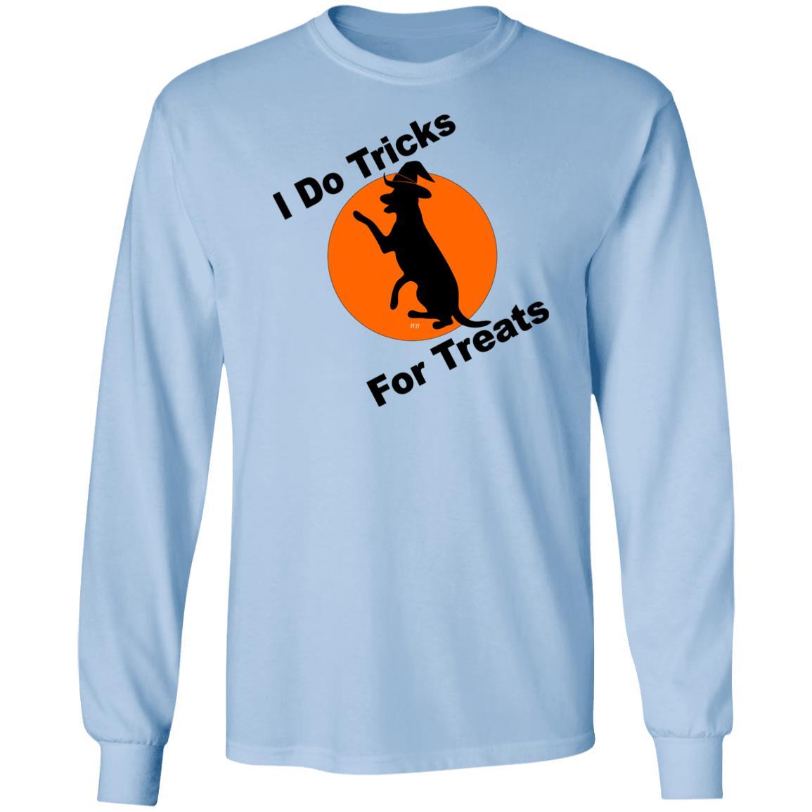 T-Shirts Light Blue / S WineyBitches.Co "I Do Tricks For Treats" Dog- LS Ultra Cotton T-Shirt WineyBitchesCo