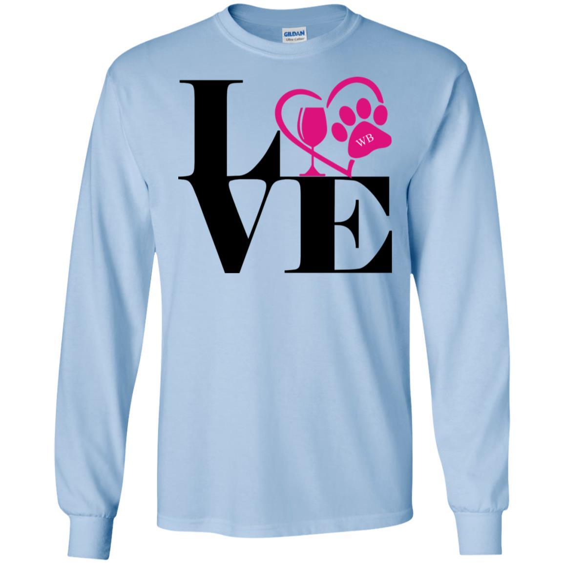 T-Shirts Light Blue / S WineyBitches.Co "Love Paw 2" LS Ultra Cotton T-Shirt WineyBitchesCo