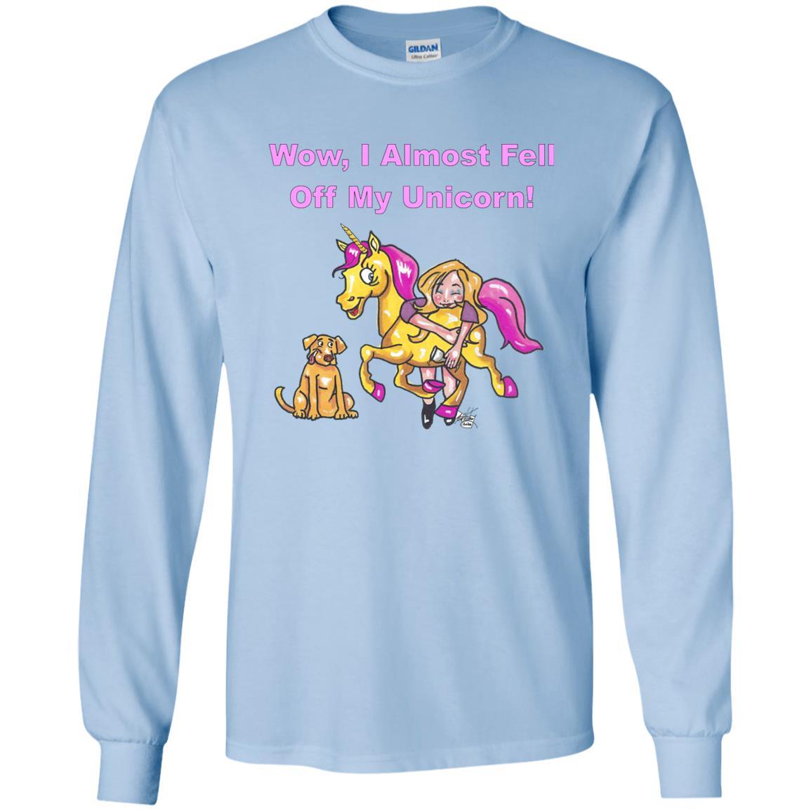 T-Shirts Light Blue / S WineyBitches.co "Wow I Almost Fell Off My Unicorn LS Ultra Cotton T-Shirt WineyBitchesCo