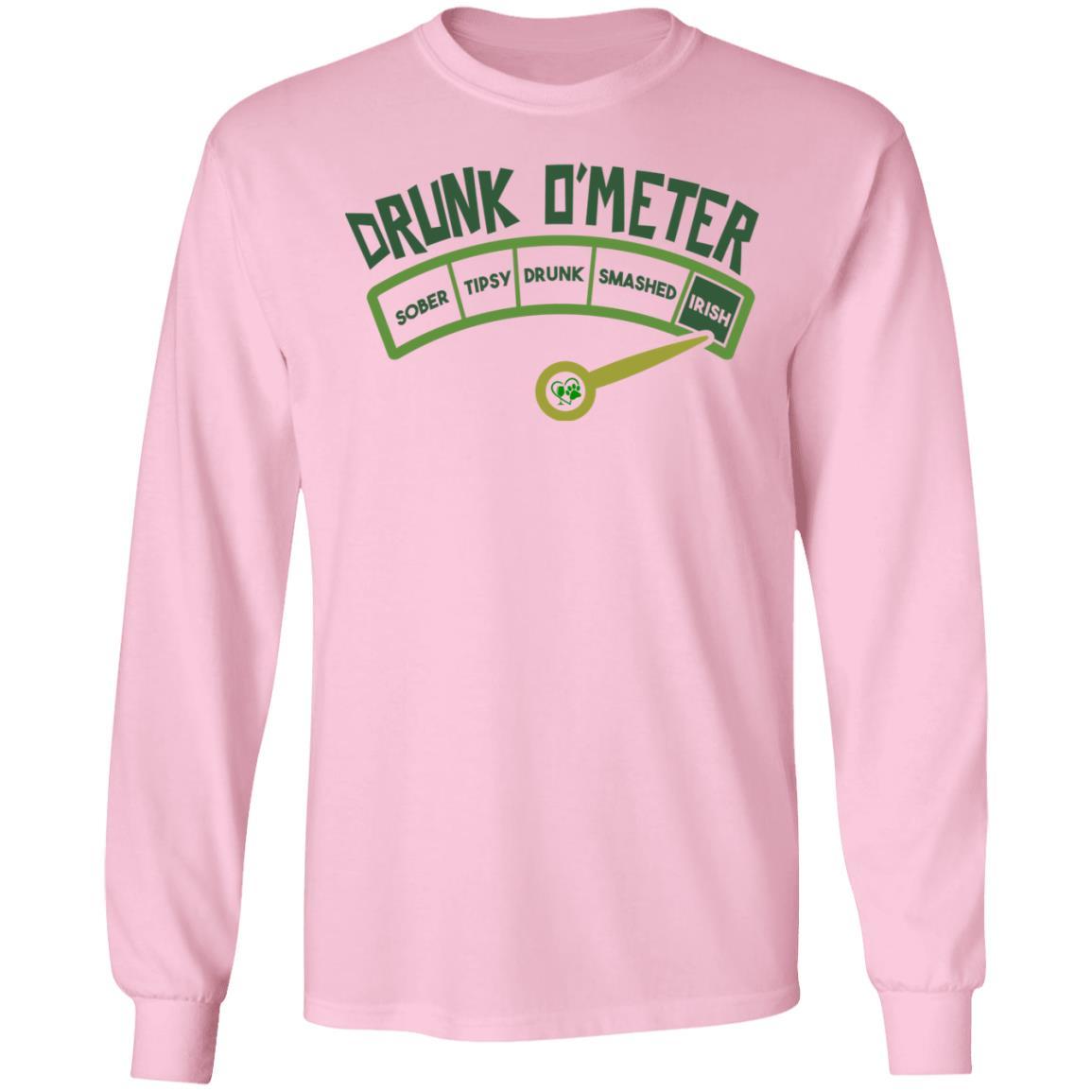 T-Shirts Light Pink / S Winey Bitches Co "Irish Drunk O'Meter" LS Ultra Cotton T-Shirt WineyBitchesCo