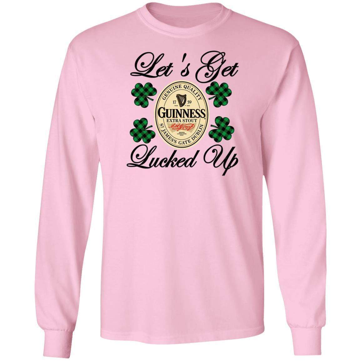 T-Shirts Light Pink / S Winey Bitches Co "Let's Get Lucked Up" Guinness LS Ultra Cotton T-Shirt WineyBitchesCo