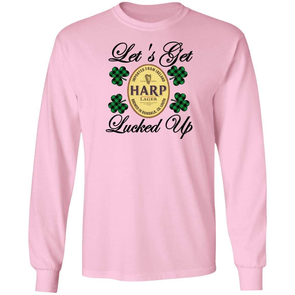 T-Shirts Light Pink / S Winey Bitches Co "Let's Get Lucked Up" Harp LS Ultra Cotton T-Shirt WineyBitchesCo