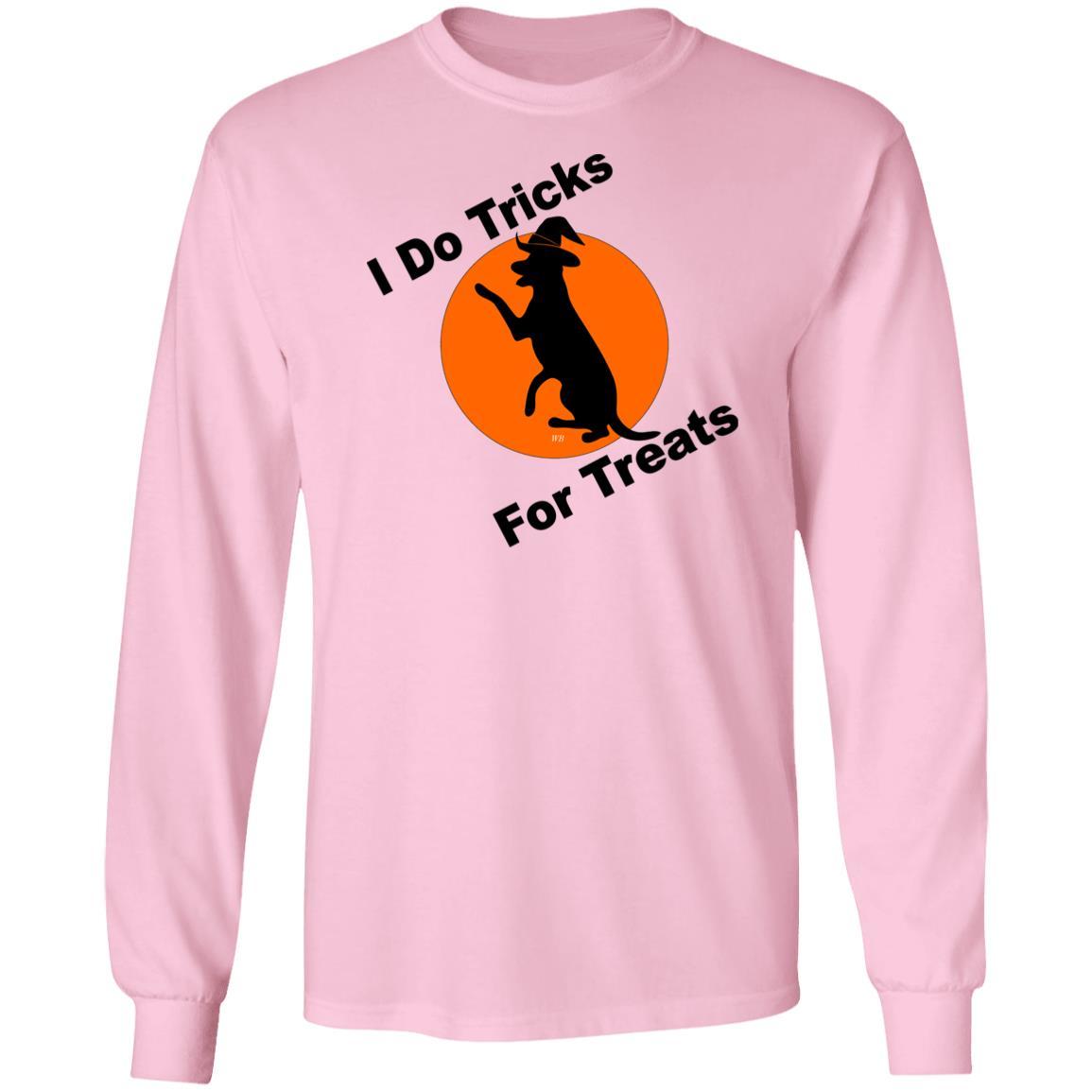 T-Shirts Light Pink / S WineyBitches.Co "I Do Tricks For Treats" Dog- LS Ultra Cotton T-Shirt WineyBitchesCo