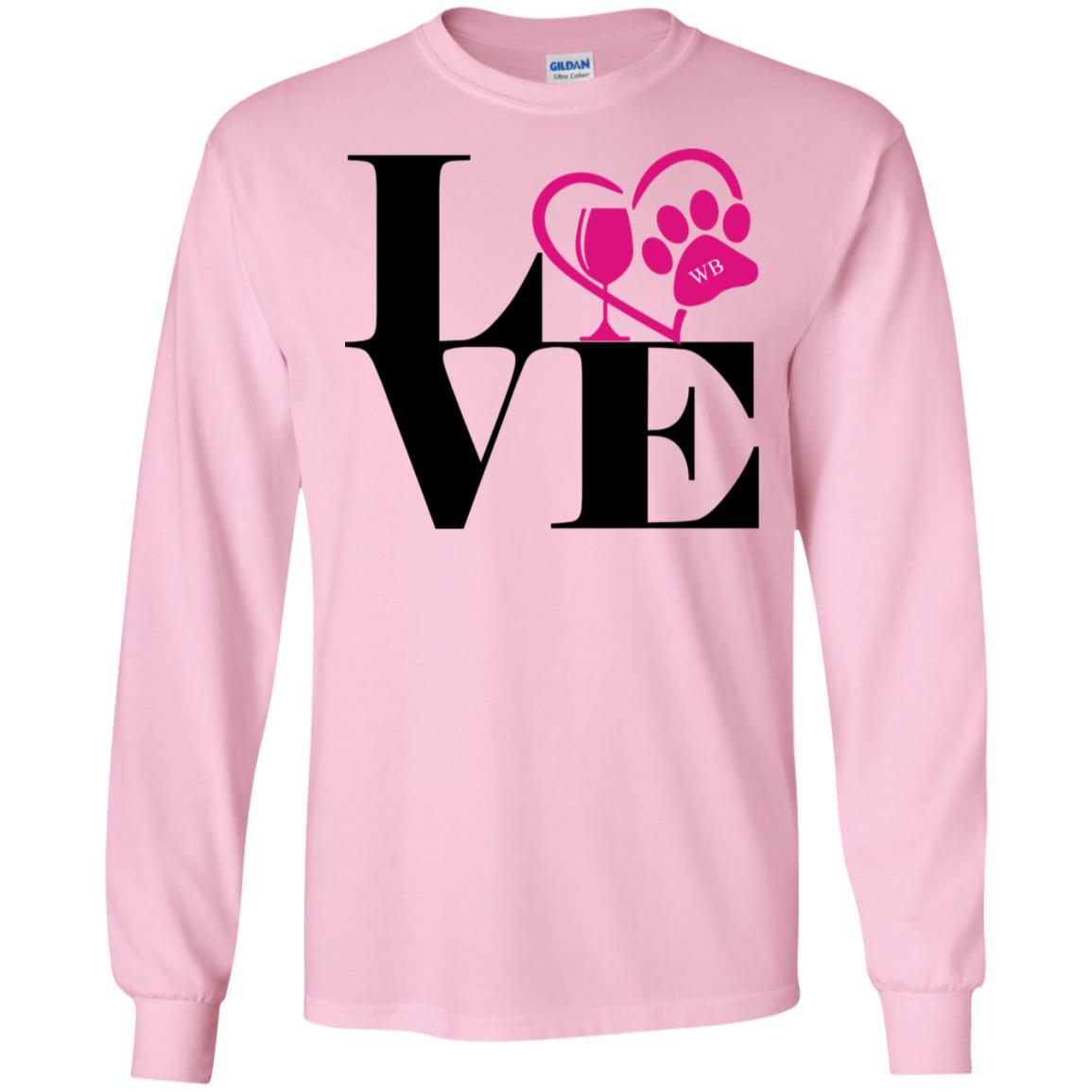 T-Shirts Light Pink / S WineyBitches.Co "Love Paw 2" LS Ultra Cotton T-Shirt WineyBitchesCo