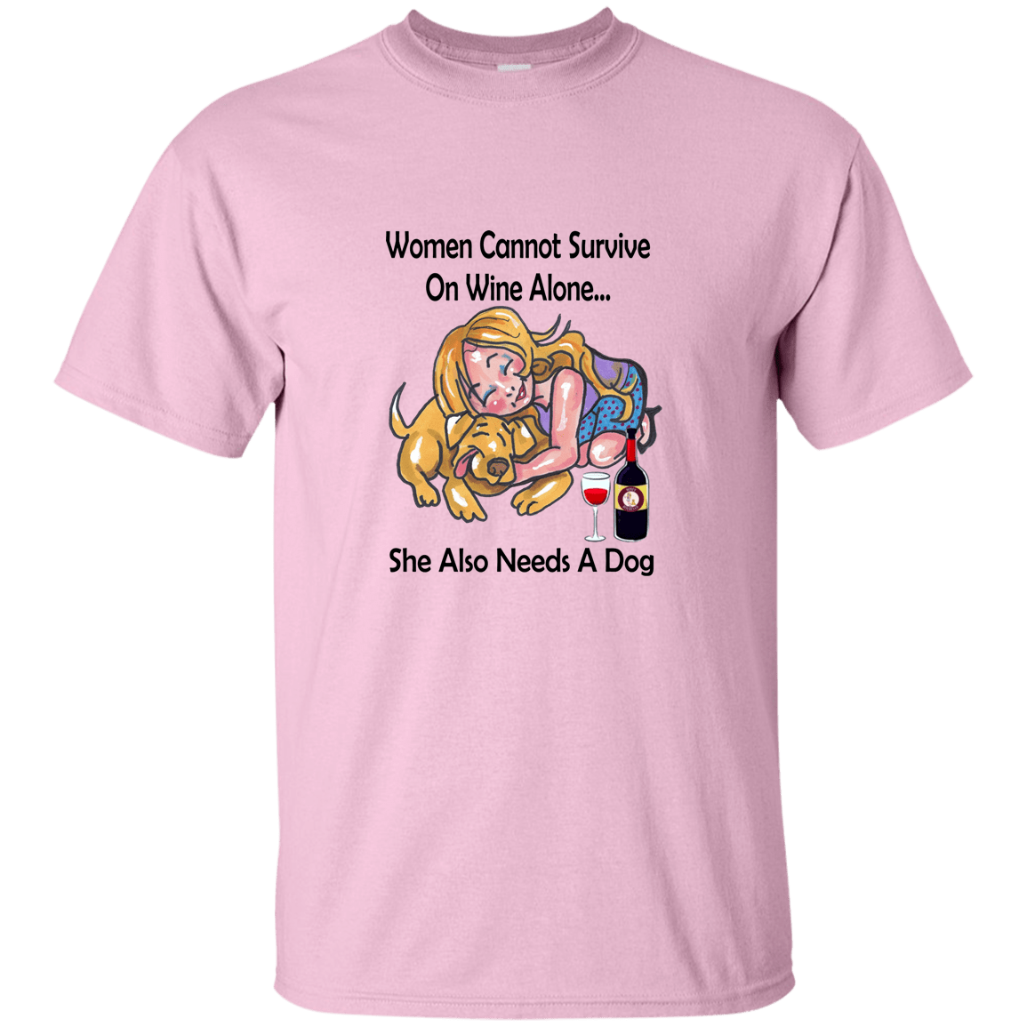 T-Shirts Light Pink / S WineyBitches.co "Women Cannot Survive On Wine Alone..." Blk Lettering T-Shirt WineyBitchesCo