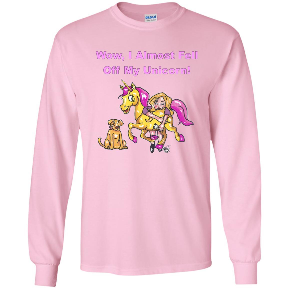 T-Shirts Light Pink / S WineyBitches.co "Wow I Almost Fell Off My Unicorn LS Ultra Cotton T-Shirt WineyBitchesCo