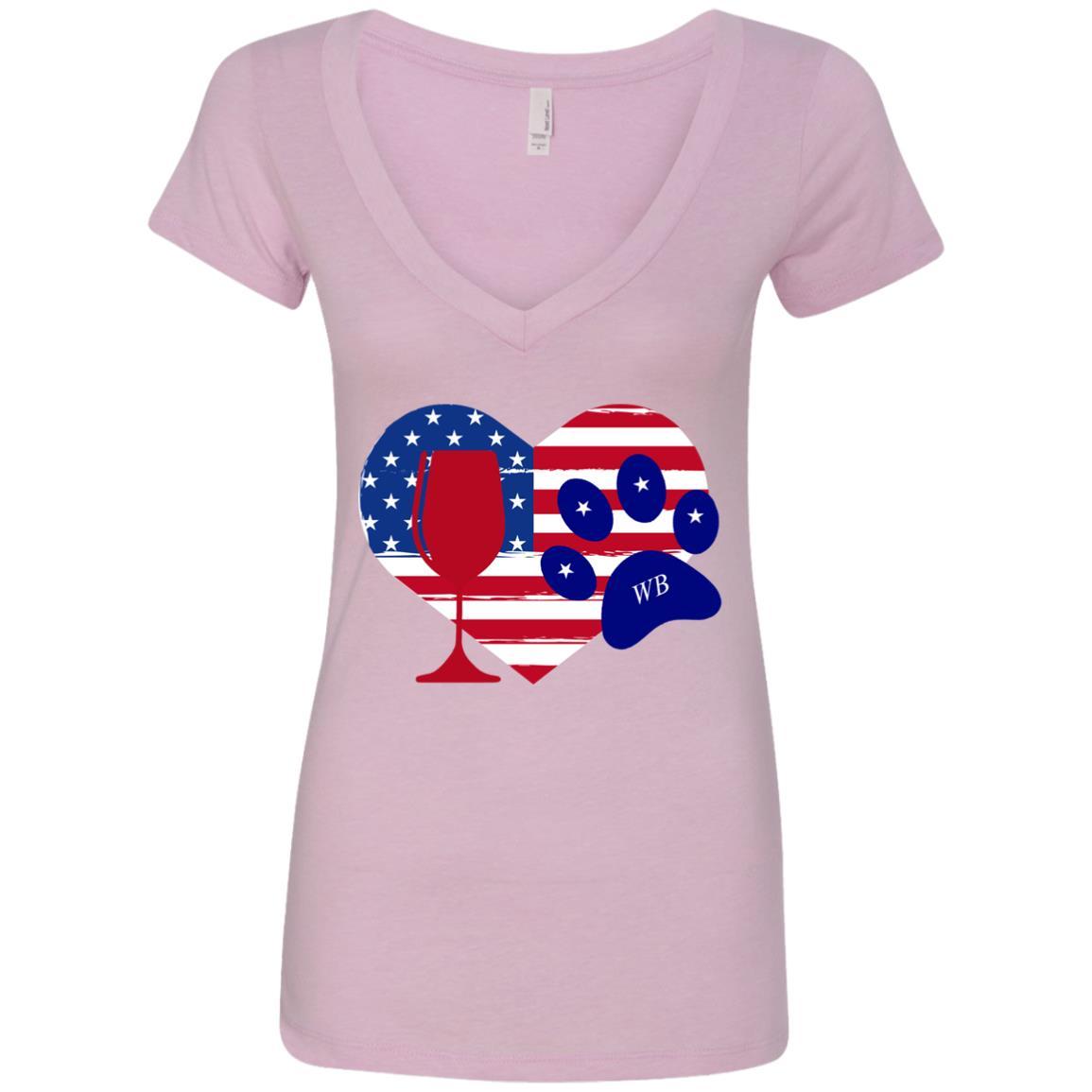 T-Shirts Lilac / S Winey Bitches Co "Wine Paw Heart"Ladies' Deep V-Neck T-Shirt WineyBitchesCo