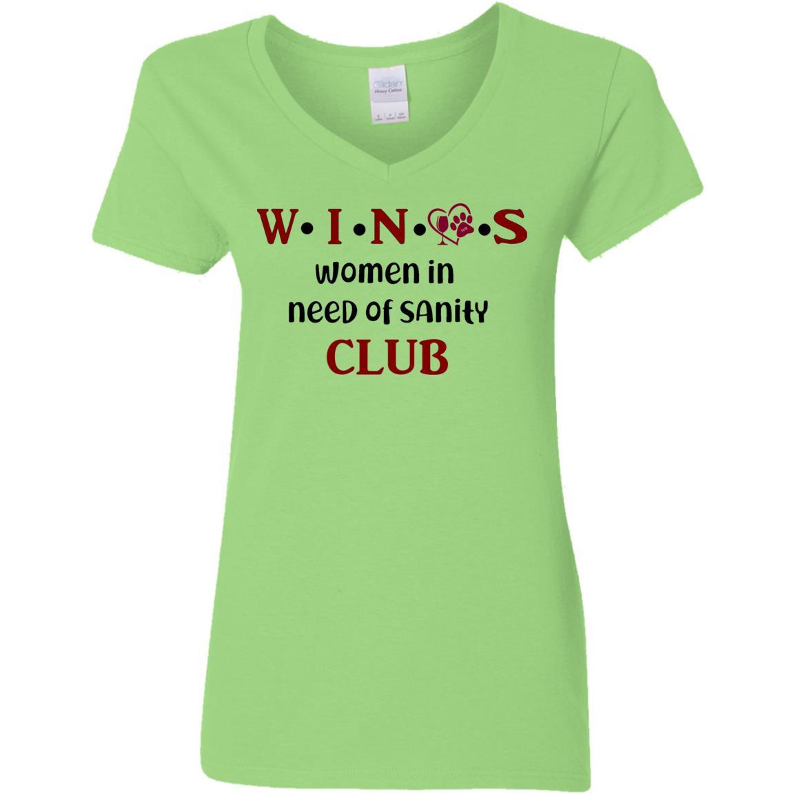 T-Shirts Lime / S WineyBitches.Co WINOS Club Ladies' 5.3 oz. V-Neck T-Shirt (Burg Lettering) WineyBitchesCo