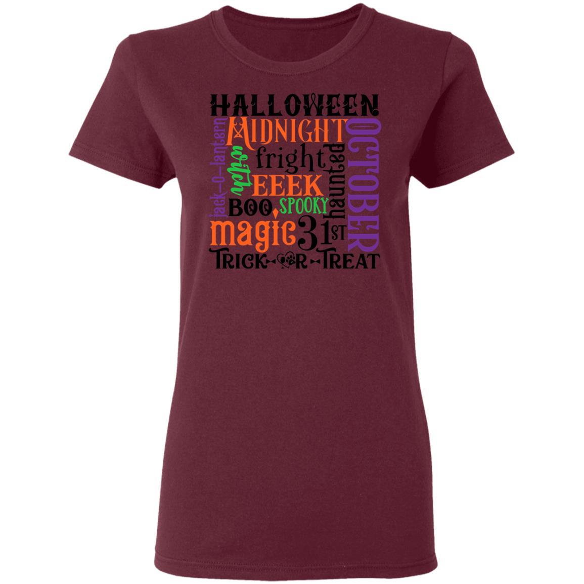 T-Shirts Maroon / S Winey Bitches Co "Halloween Word Jumble" Ladies' 5.3 oz. T-Shirt WineyBitchesCo