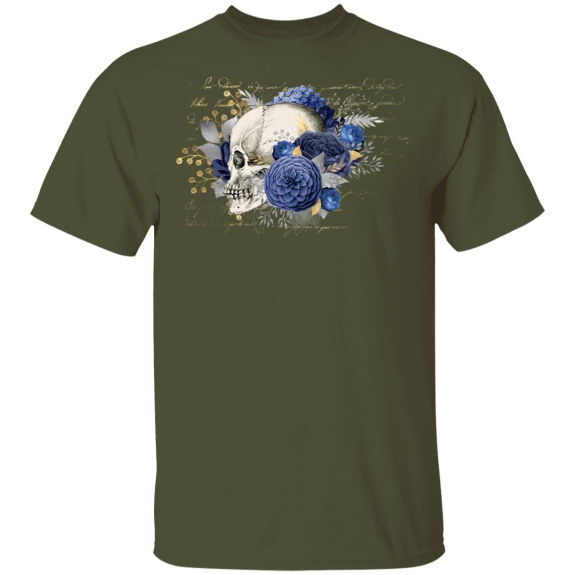 T-Shirts Military Green / S Winey Bitches Co Skull Design #5 5.3 oz. T-Shirt WineyBitchesCo