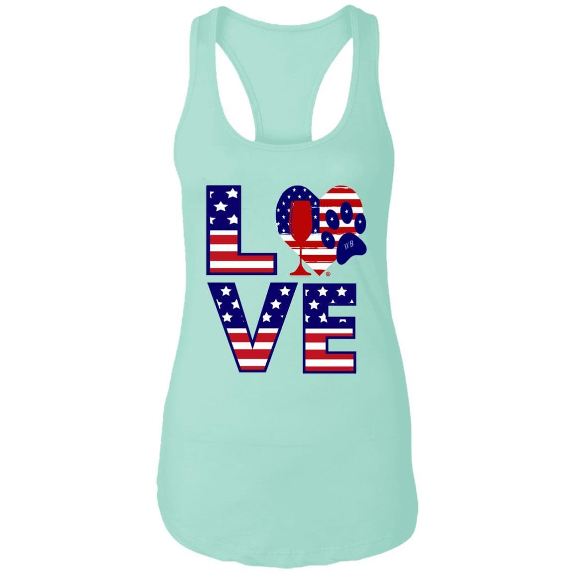 T-Shirts Mint / X-Small Winey Bitches Co "American Love Paw" Ladies Ideal Racerback Tank WineyBitchesCo