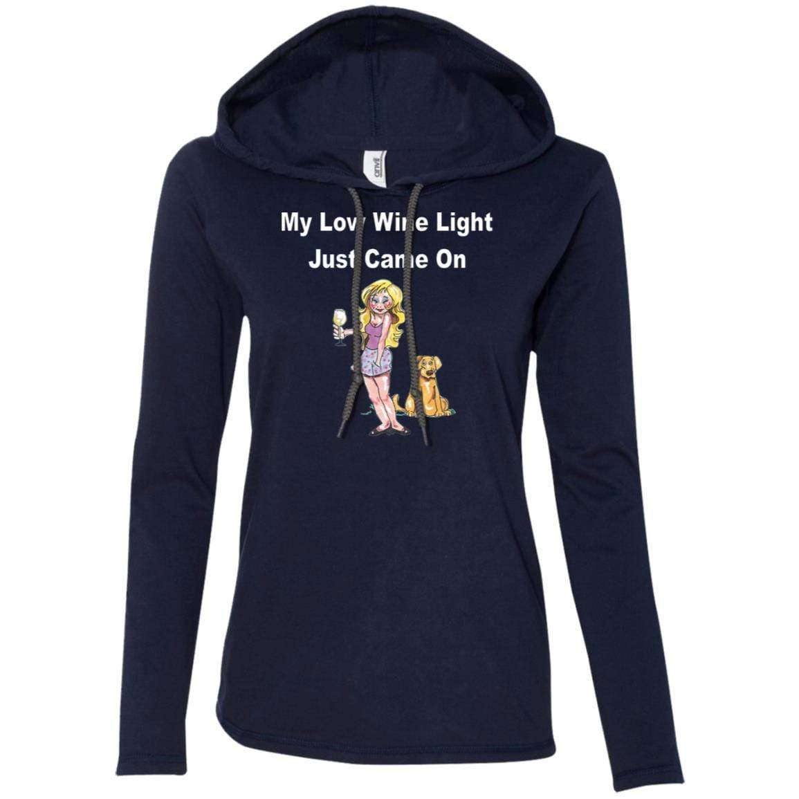 T-Shirts Navy/Dark Grey / S WineyBitches.co 'Low Wine Light" Ladies' LS T-Shirt Hoodie WineyBitchesCo