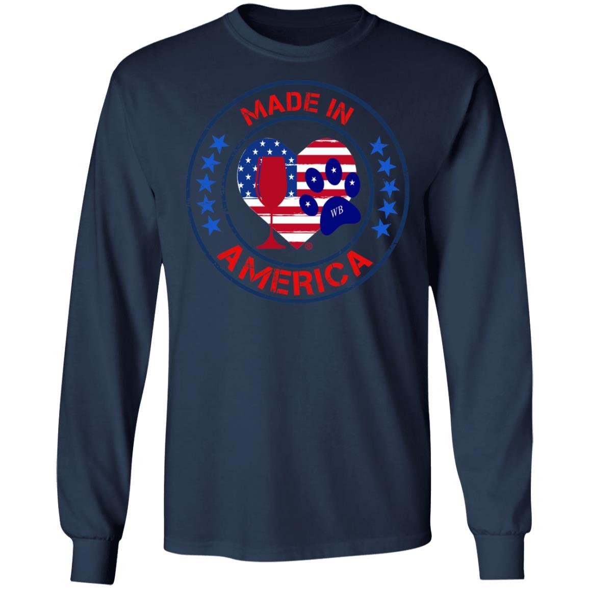 T-Shirts Navy / S Winey Bitches Co "Made In America" LS Ultra Cotton T-Shirt WineyBitchesCo