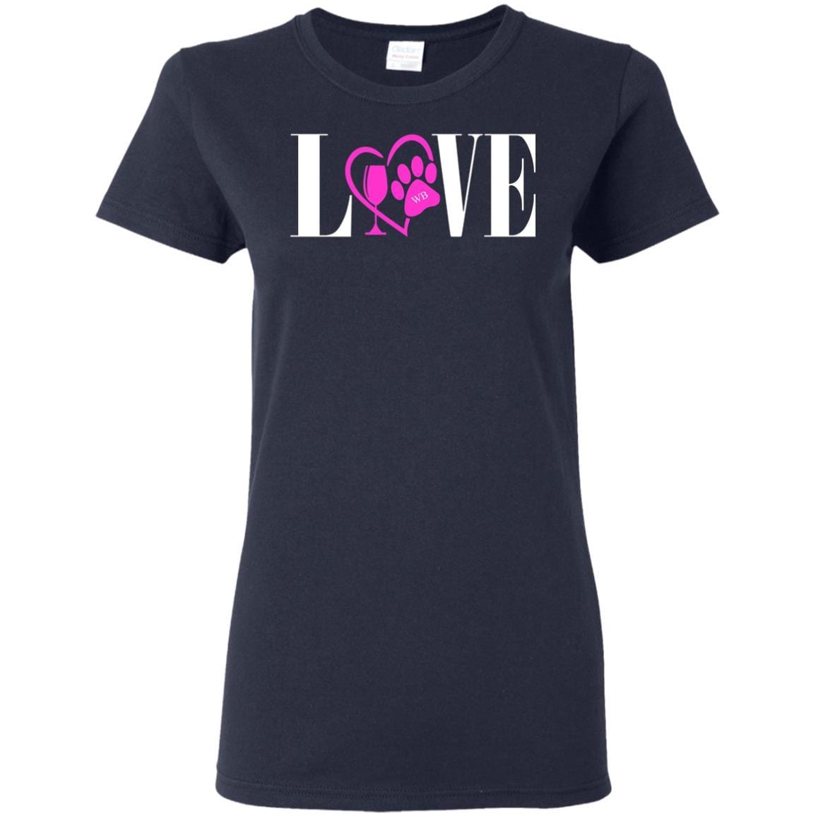 T-Shirts Navy / S WineyBitches.co "Love Paw" Collection -Wht Lettering Ladies' 5.3 oz. T-Shirt WineyBitchesCo