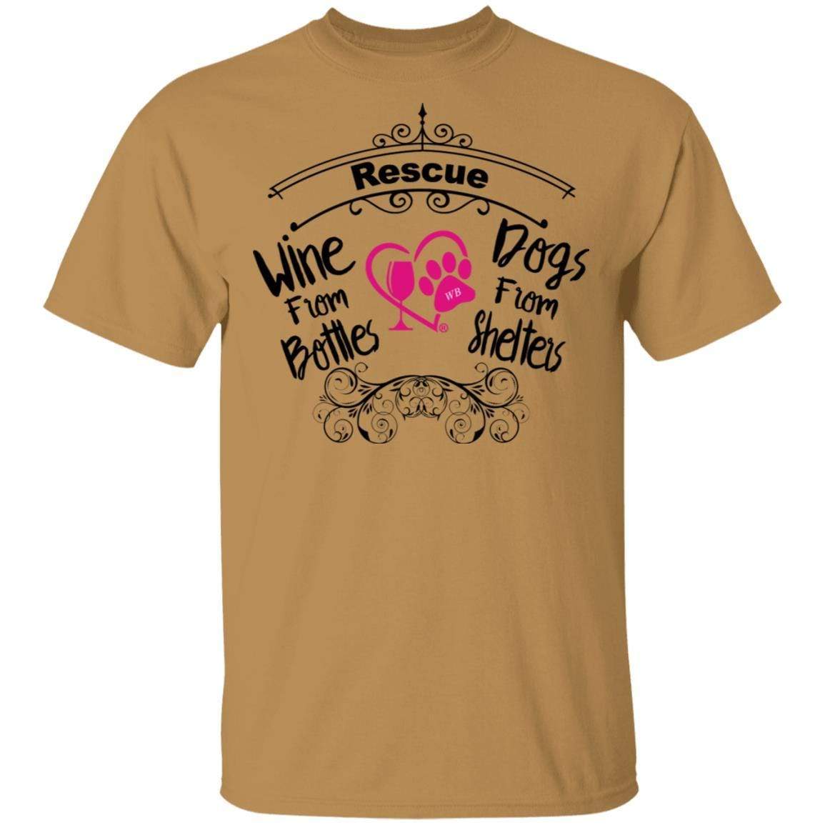T-Shirts Old Gold / S Winey Bitches Co "I Rescue Wine From Bottles & Dog From Shelters" 5.3 oz. T-Shirt WineyBitchesCo