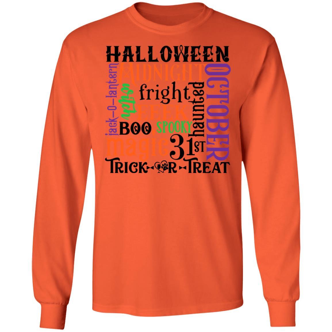 T-Shirts Orange / S Winey Bitches Co "Halloween Word Jumble" LS Ultra Cotton T-Shirt WineyBitchesCo