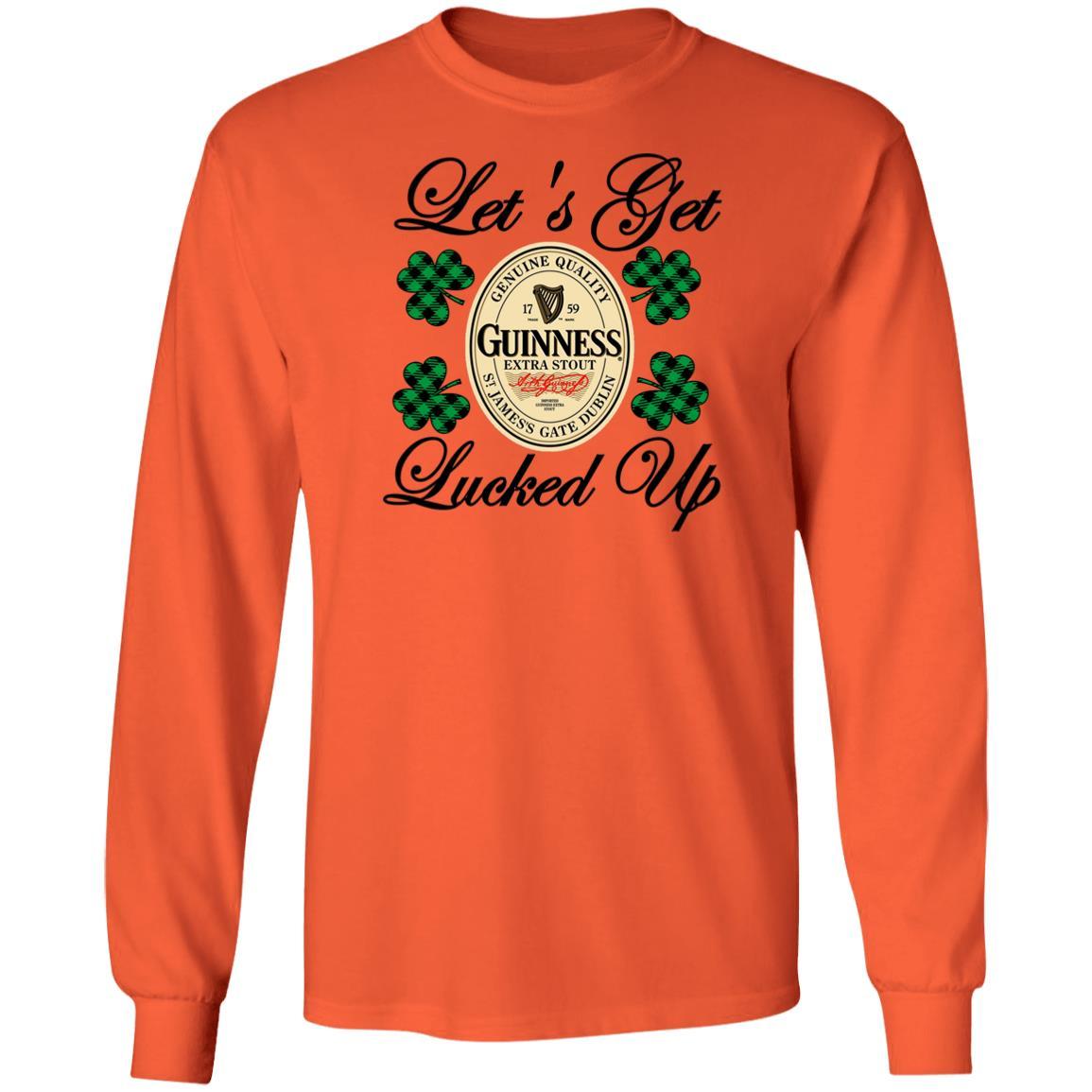 T-Shirts Orange / S Winey Bitches Co "Let's Get Lucked Up" Guinness LS Ultra Cotton T-Shirt WineyBitchesCo