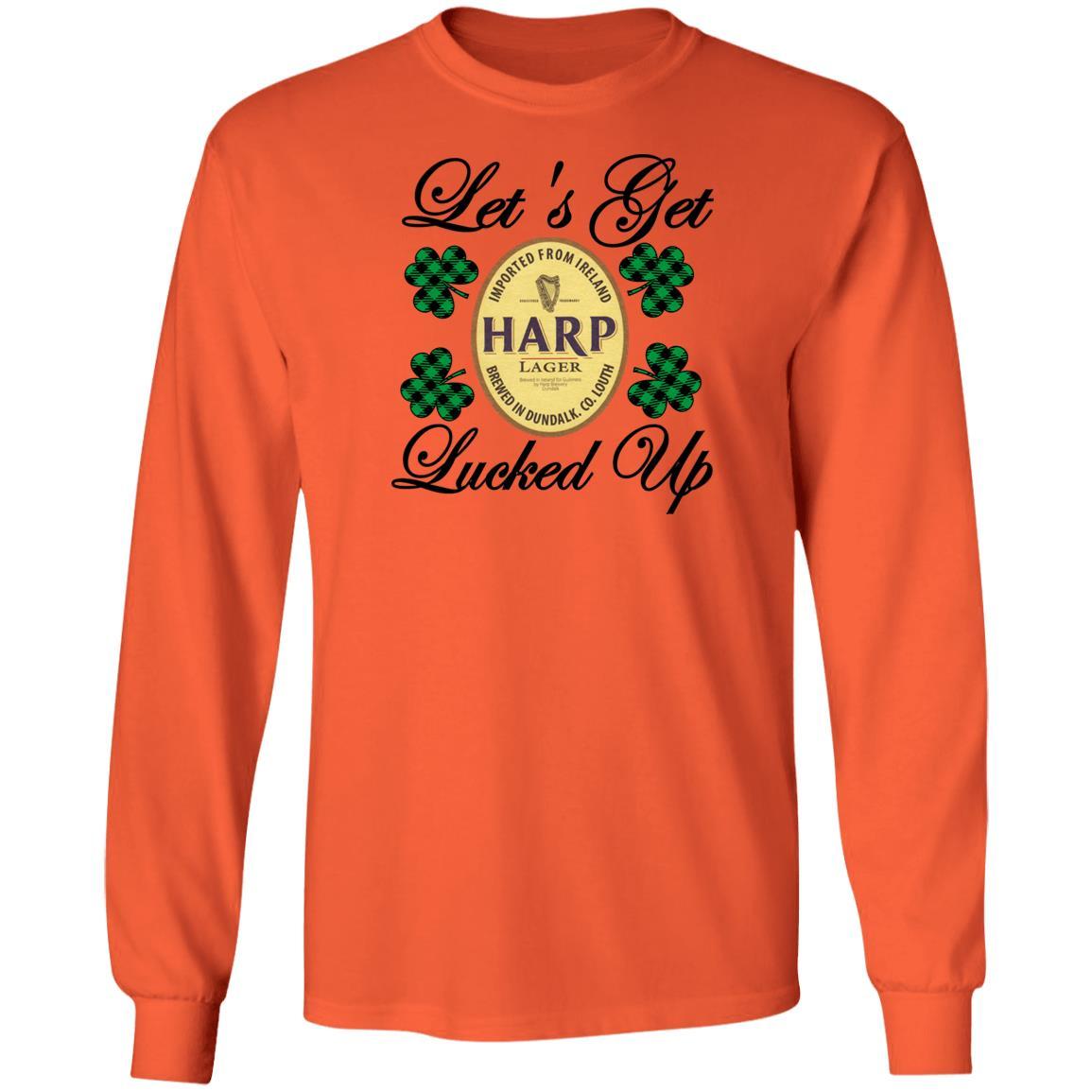 T-Shirts Orange / S Winey Bitches Co "Let's Get Lucked Up" Harp LS Ultra Cotton T-Shirt WineyBitchesCo