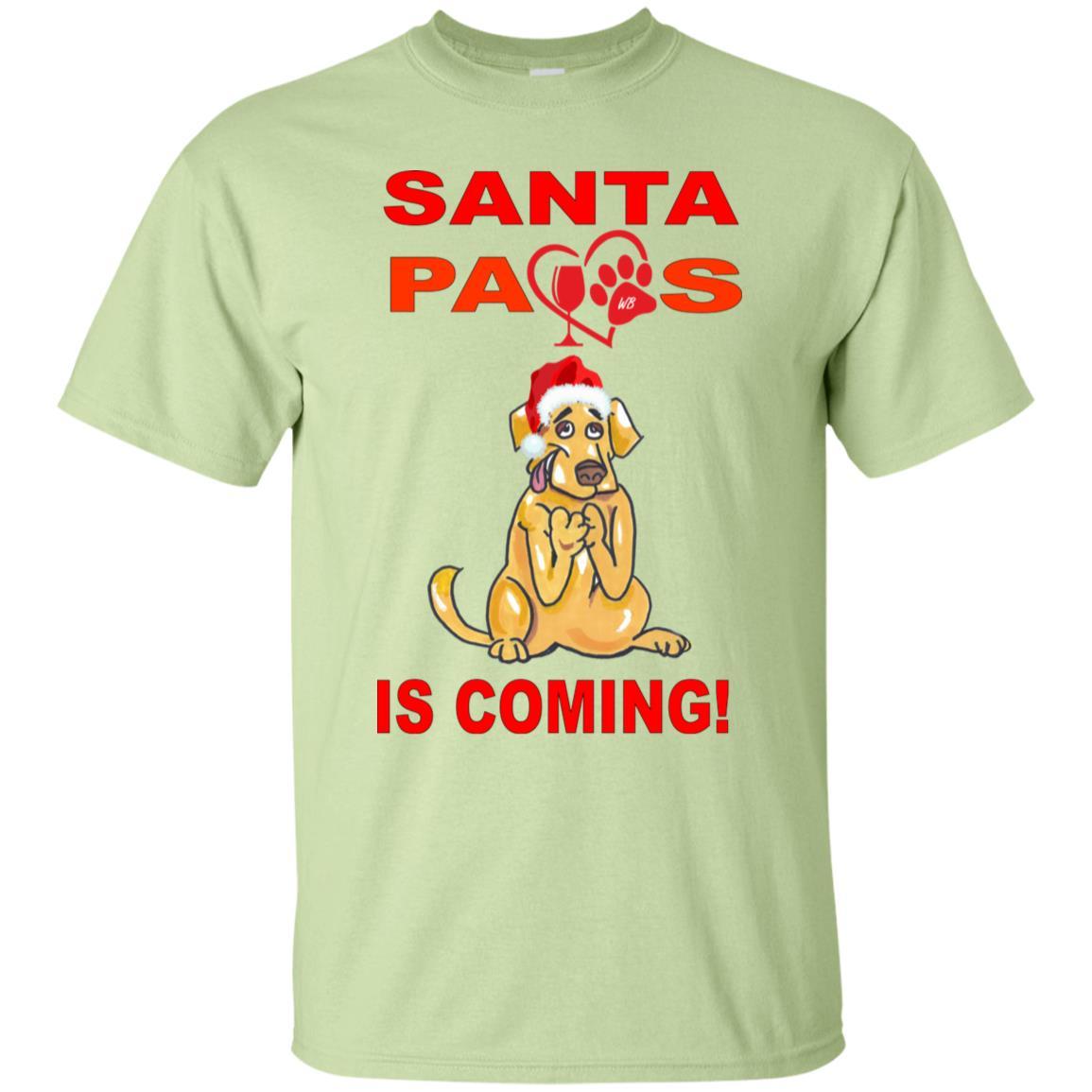 T-Shirts Pistachio / S WineyBitches.co "Santa Paws Is Coming" Ultra Cotton T-Shirt WineyBitchesCo