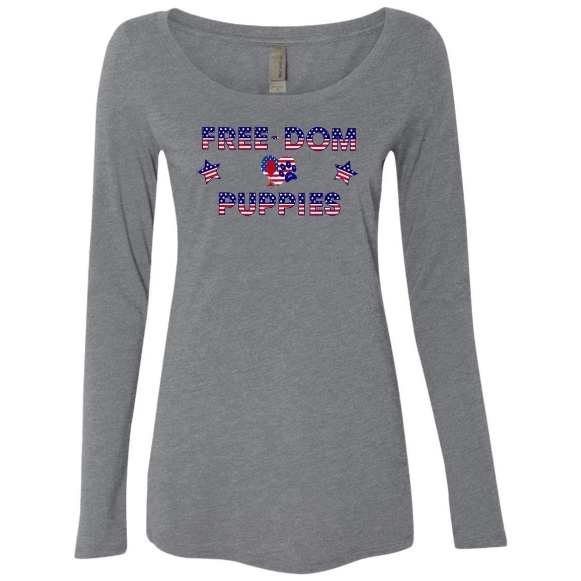 T-Shirts Premium Heather / S WineyBitches.Co Free-Dom Puppies Ladies' Triblend LS Scoop WineyBitchesCo