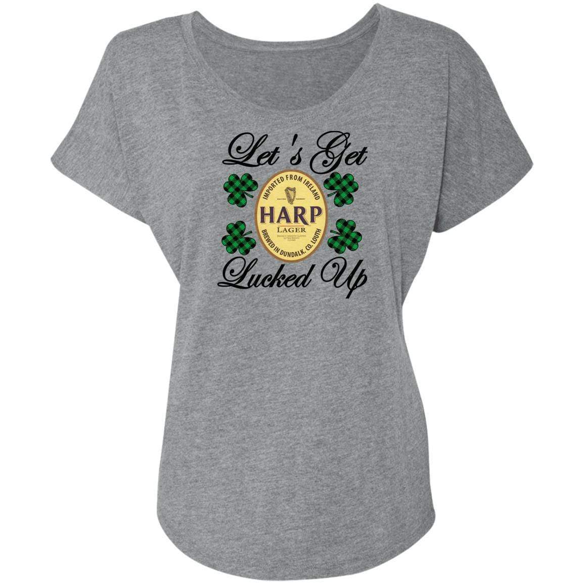 T-Shirts Premium Heather / X-Small Winey Bitches Co Ladies' "Let's Get Lucked Up" Harp Triblend Dolman Sleeve WineyBitchesCo