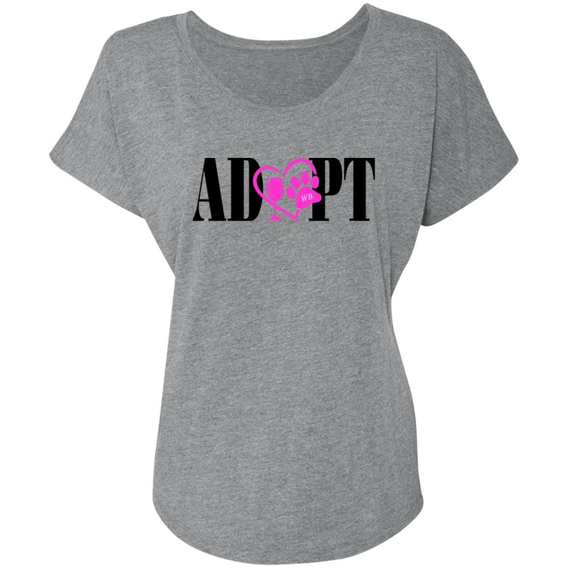 T-Shirts Premium Heather / X-Small WineyBitches.Co Ladies' Triblend Dolman Sleeve- Pink Heart- Blk Lettering WineyBitchesCo