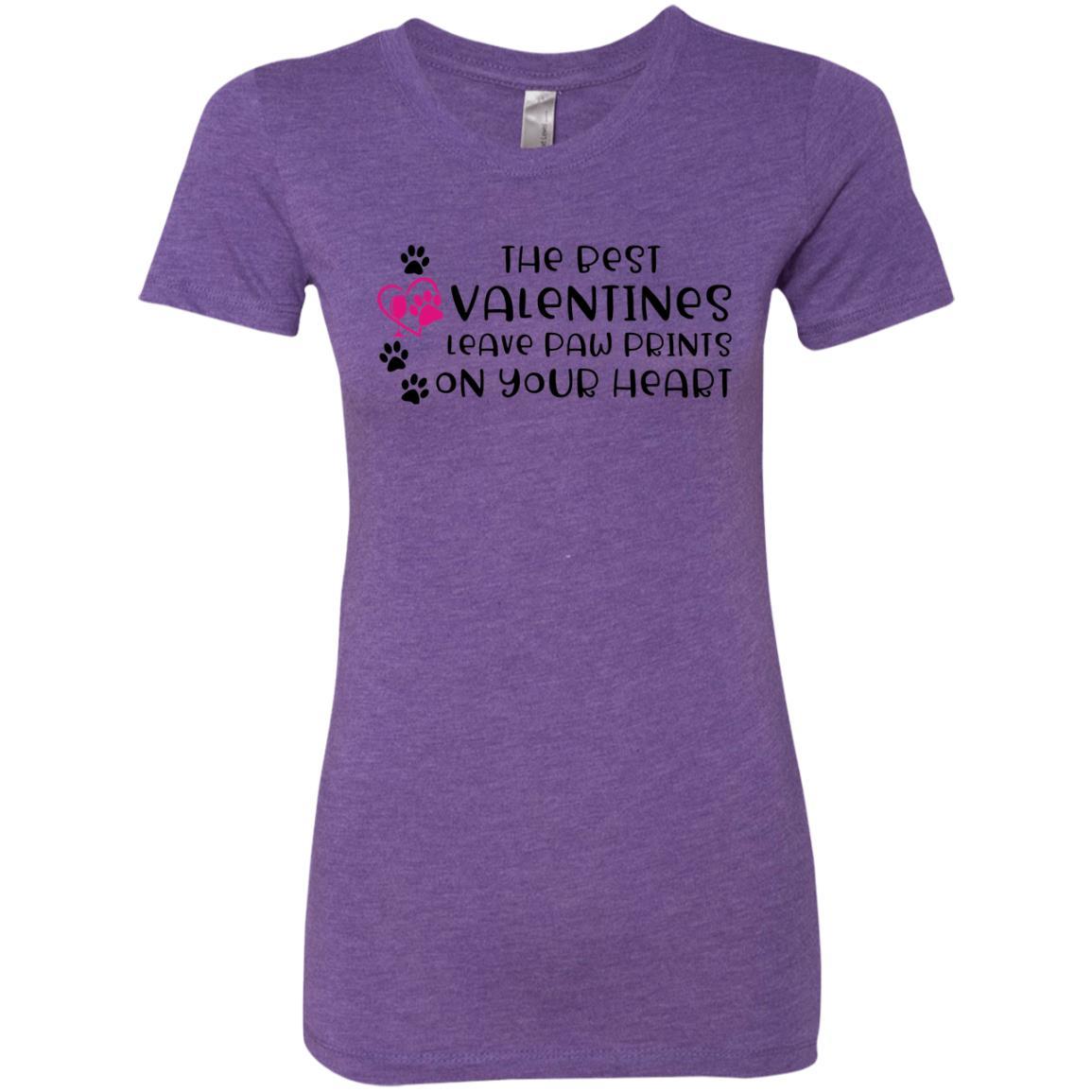 T-Shirts Purple Rush / S Winey Bitches Co "The Best Valentines Leave Paw Prints On Your Heart" Ladies' Triblend T-Shirt WineyBitchesCo